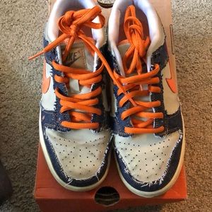 Nike orange and denim dunks